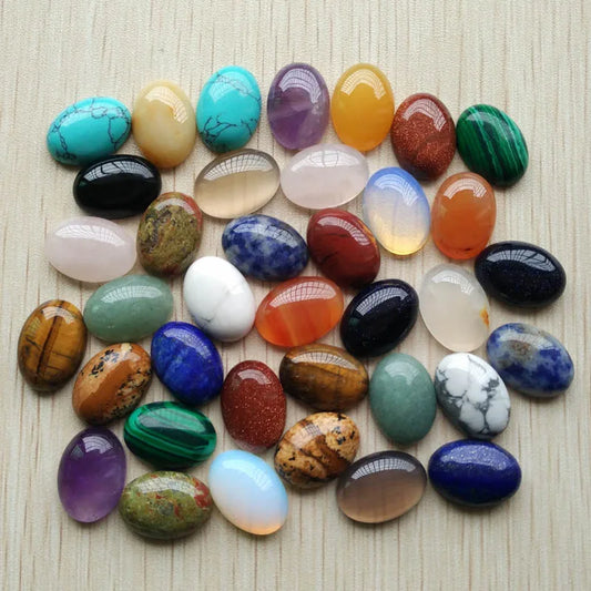 30 Pcs Radiant Gemstone Oval Beads